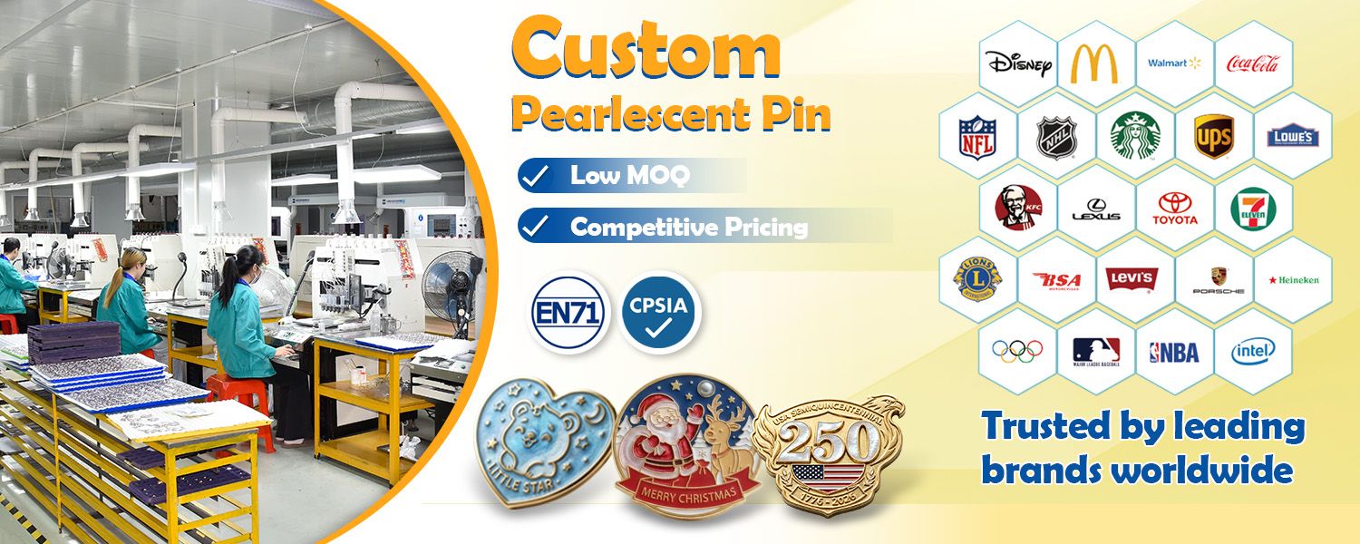 Pins de Esmalte Personalizados com Efeito Perolado