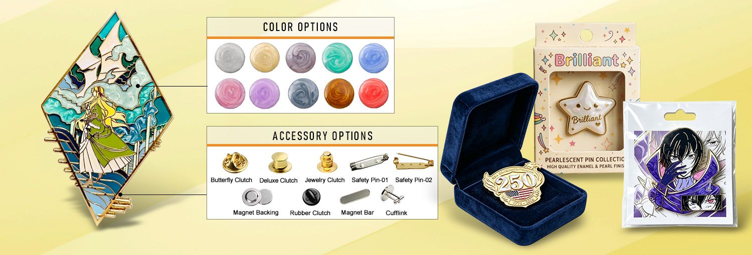 Pins de Lapela de Esmalte com Efeito Pérola Personalizados
