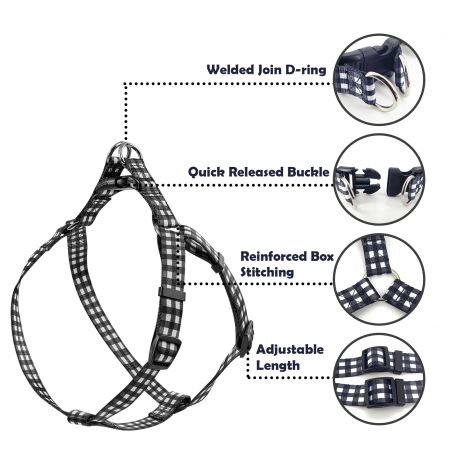 Wholesale Classic Plaid Dog Harness Set