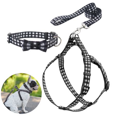 Classic Plaid Dog Harness Set In Stock.