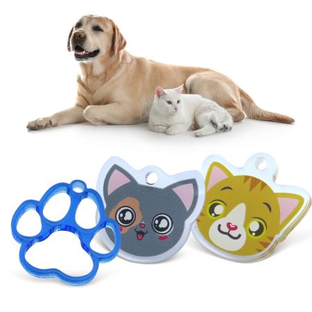 Etiqueta de acrílico para mascotas al por mayor con patrón para gatos.