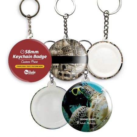 Custom Button Badge Keychain - Personalized Button Badge Keyring