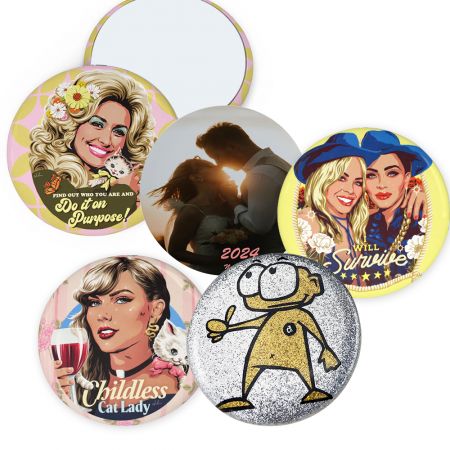 Custom Button Badge Mirror - Custom Round Mirror Button Badge