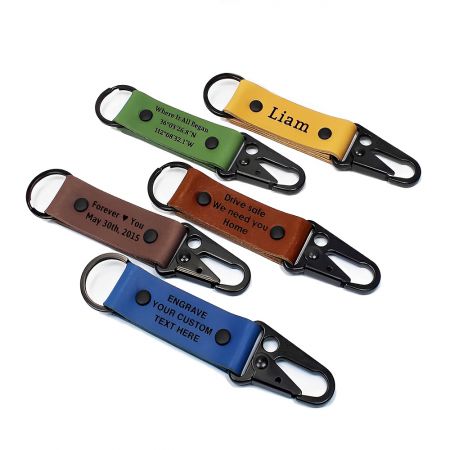 Móc chìa khóa da với carabiner.
