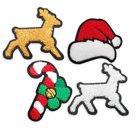 TIDAK ADA MOQ untuk Patches Chenille Natal Kustom.