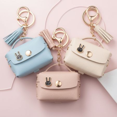 Mini Leather Coin Purses with Key Ring.