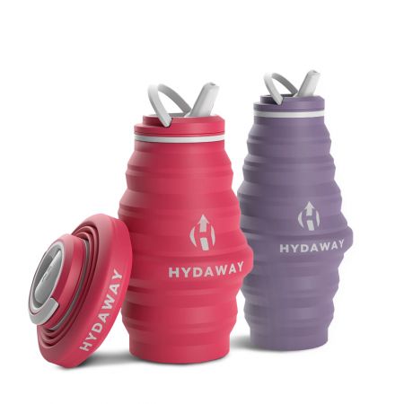 Bouteilles d'eau pliables avec logo personnalisé.