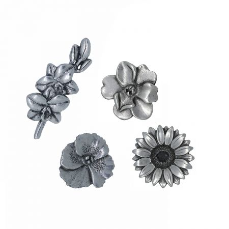 Emblemas de flores personalizados.