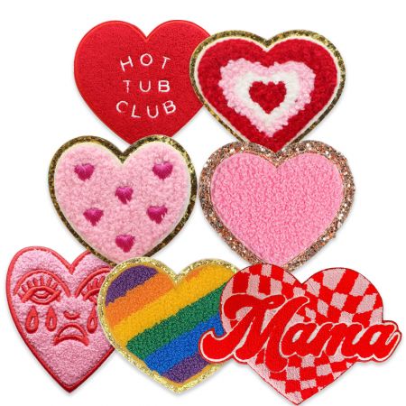 Parche de Chenille con Corazón Personalizado - Aplicación de Chenille con Corazón Personalizada