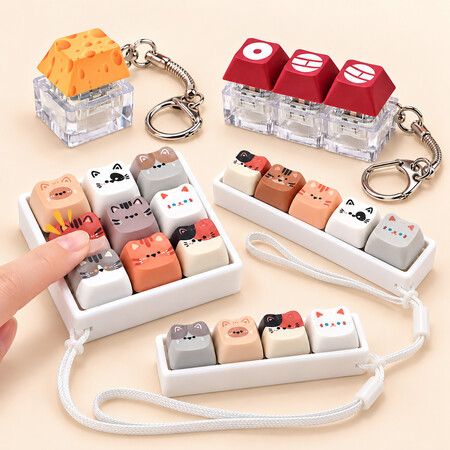 Llaveros personalizados con teclas de teclado - Llaveros pulsables con teclas de teclado, directos de fábrica y con moldes disponibles.