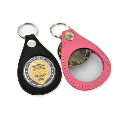 Gantungan Kunci Kantong Koin Kulit Kustom.