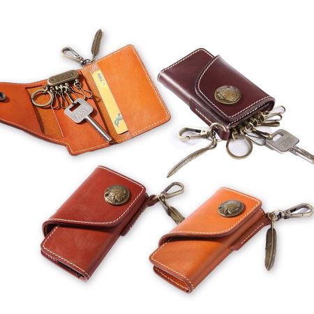 Étuis à clés en cuir véritable personnalisés.