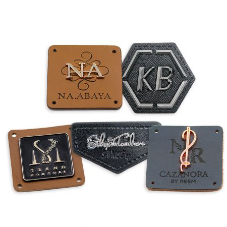 Custom Leather Label With Metal Badge - Custom Leather Labels with Metal Badges
