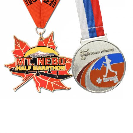 Médailles de marathon de course.