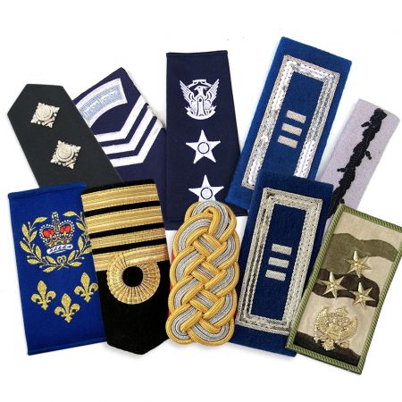 Hombrera de bordado militar personalizada. - Diseño personalizado de hombreras militares.