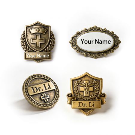 Customizable Engraved Metal Name Tags.