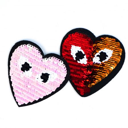 Patches de Coração de Lantejoulas Reversíveis Personalizados.
