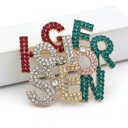 Fashionable Letter Rhinestone Pin.