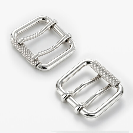 OEM Brass Roller Buckles with Laser Engraved Logo for Brands.