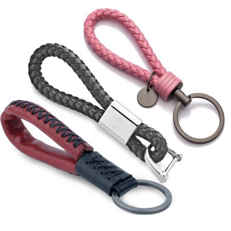 Chaveiro de couro estilo corda personalizado.