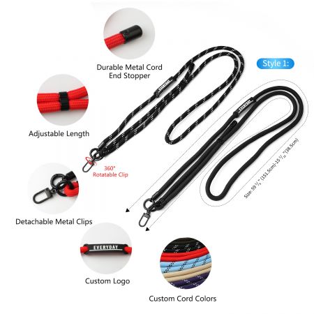 Heavy-Duty Polyester Round Cord Phone Lanyards.