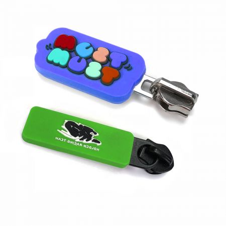 Custom Rubber Zipper Pull - Custom 2D Logo Rubber Soft PVC Zipper Pulls