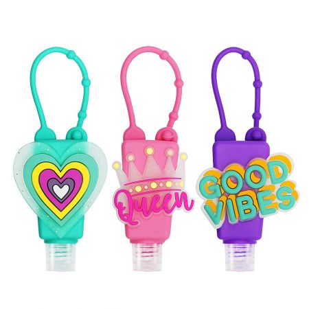 Supporto per bottiglia di lozione in silicone personalizzato con logo aziendale.