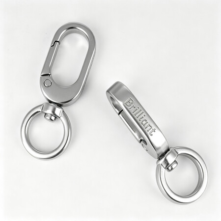 OEM Custom Stainless Steel Rotating Snap Hooks with Engraved Logo.