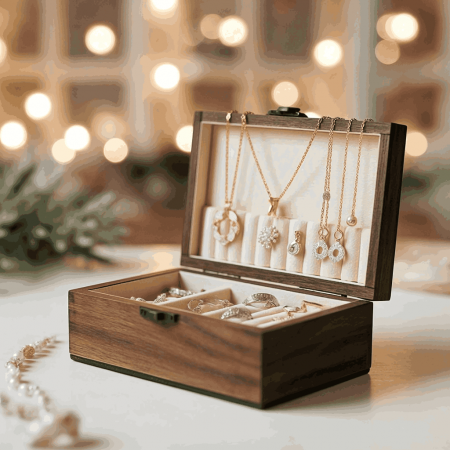 Scatola per gioielli in legno personalizzata.