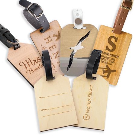 Custom Wooden Luggage Tag - Personalized Wooden Initial Luggage Tag