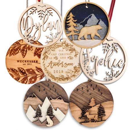 Custom Wooden Ornament - Customized Wooden Ornament with Engraved Text