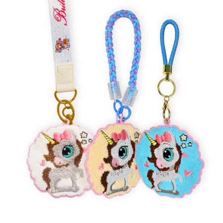 Wholesale Cute Embroidered Sparkle Key Rings.