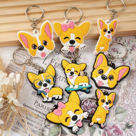 Gantungan Kunci Pantat Corgi PVC Lunak Grosir.