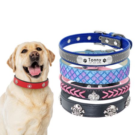 Collare per cani in pelle personalizzato. - Collana in pelle per cani.
