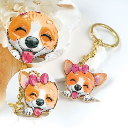 Affordable UV Print Metal Doggy Keychain.
