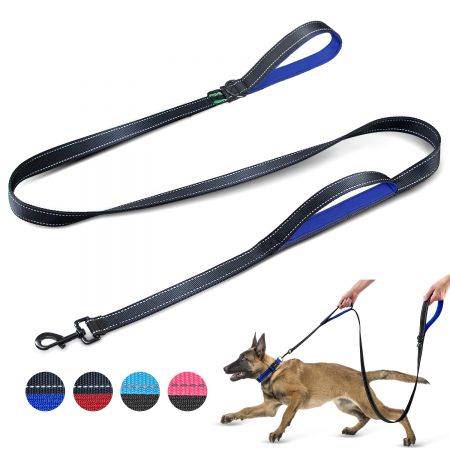 Laisse double poignée pour chien de 6 pieds en stock - Laisse réfléchissante pour grand chien