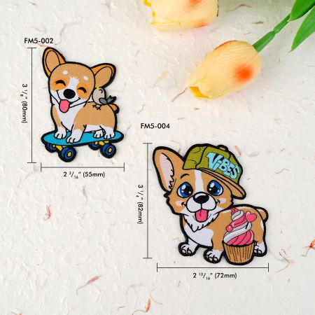 Cute Corgi Woven Patch Fridge Magnets.